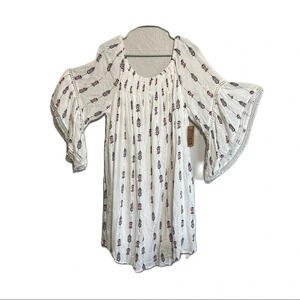 White Floral Off The Shoulder Boho New Dress​​​